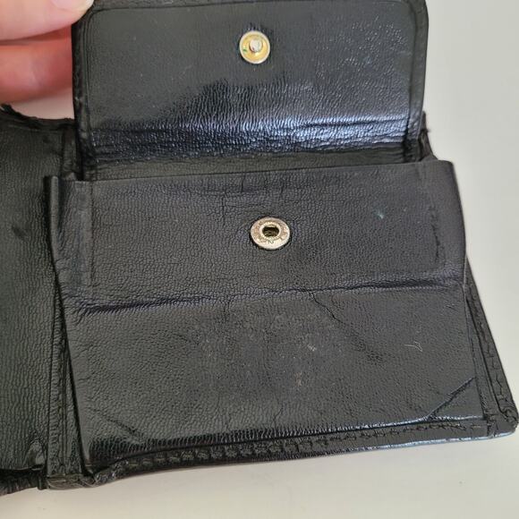 GUCCI Card Bill Coin Wallet Leather Men's Bifold Black G Logo Vintage Fair - Picture 6 of 15